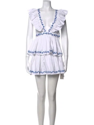 Pre-owned Caroline Constas Printed Mini Dress In White