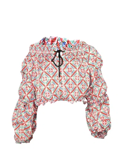 Pre-owned Caroline Constas Smocked Off-shoulder Top In White