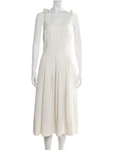 Pre-owned Caroline Constas Square Neckline Midi Length Dress In Neutrals