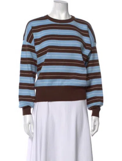 Pre-owned Caroline Constas Striped Crew Neck Sweatshirt In Blue