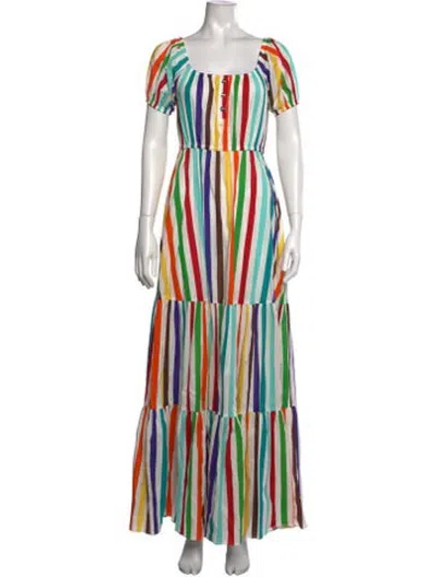 Pre-owned Caroline Constas Striped Long Dress W/ Tags In White