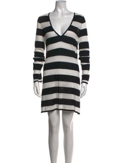 Pre-owned Caroline Constas Striped Mini Dress In Black