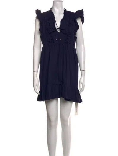 Pre-owned Caroline Constas V-neck Mini Dress In Blue
