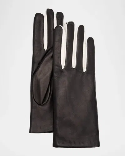 Carolyn Rowan Cashmere-trim Leather Gloves In Burgundy