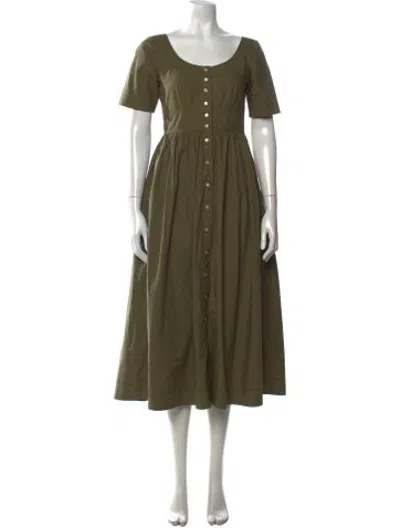 Pre-owned Caron Callahan Square Neckline Long Dress In Green