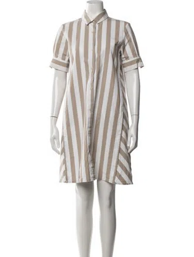 Pre-owned Caron Callahan Striped Knee-length Dress In Neutrals