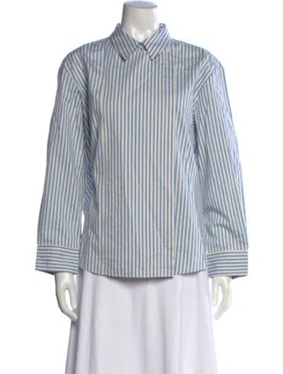 Pre-owned Caron Callahan Striped Long Sleeve Top In Blue
