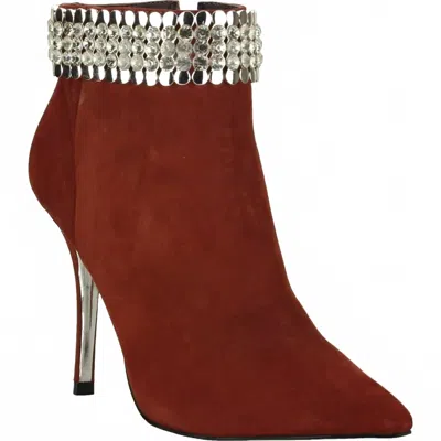 Carrano Women's Antoinette Nubuck Leather Jewelled Bootie In Burgundy In Orange
