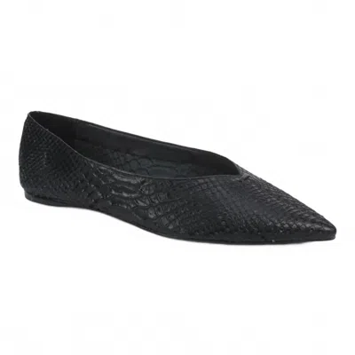Carrano Women's Camila Leather Snake Skin Embossed Flats In Black In Blue