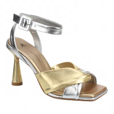 Carrano Women's Leather Dress Heel In Silver Gold In Multi