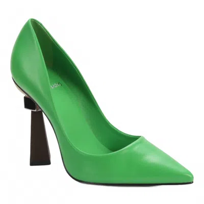 Carrano Women's Leather Pump Geometric Heels In Green