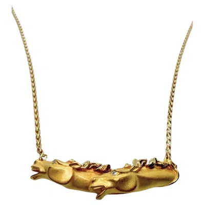 Pre-owned Carrera Y Carrera Sculptural Horse Equestrian 18k Yellow Gold Pendant Necklace
