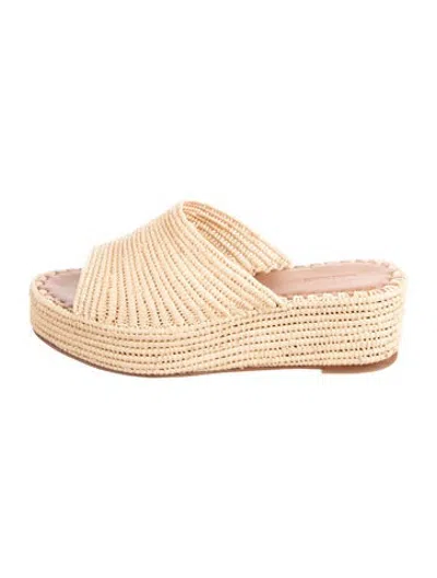 Pre-owned Carrie Forbes Raffia Slides In Neutrals