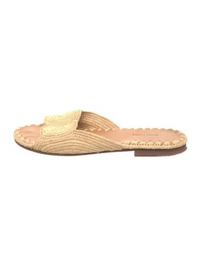Pre-owned Carrie Forbes Raffia Slides In Neutrals