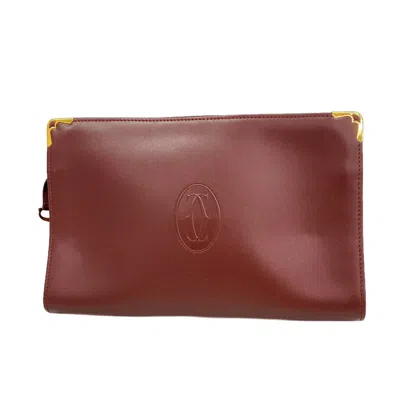 Pre-owned Cartier Bordeaux Leather Clutch Bag ()