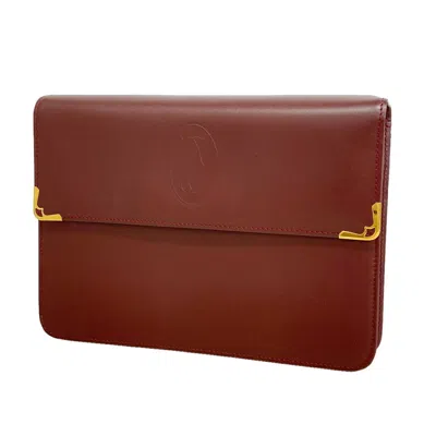 Pre-owned Cartier Bordeaux Leather Clutch Bag ()