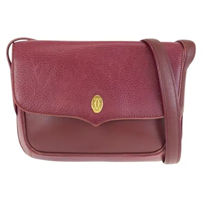 Pre-owned Cartier Bordeaux Leather Pochette Shoulder Bag ()