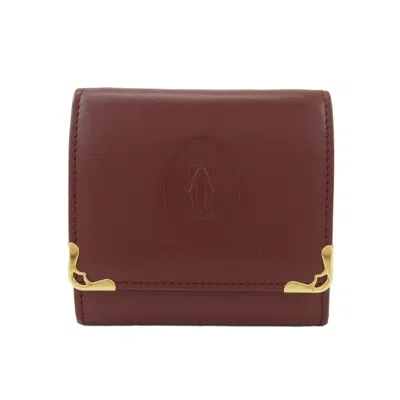 Pre-owned Cartier Coin Purse Must De  Leather Burgundy Leather Wallets Accessory ()