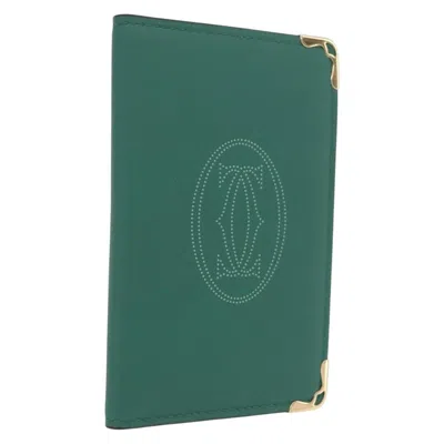 Pre-owned Cartier Coin Purse Must De  Leather Green Leather Wallets Accessory ()