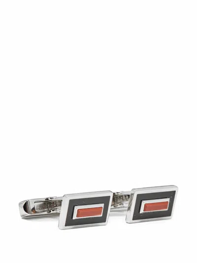 Pre-owned Cartier Jasper Lacquer Cufflinks In Silver