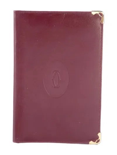 Pre-owned Cartier Leather Card Holder In Burgundy