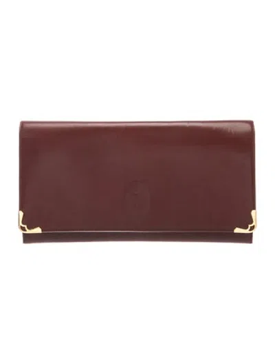 Pre-owned Cartier Leather Clutch In Burgundy