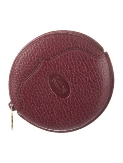 Pre-owned Cartier Leather Coin Pouch In Burgundy