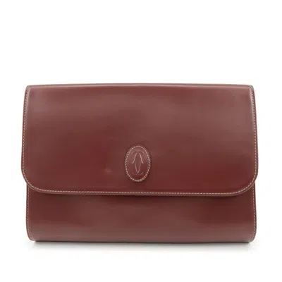 Pre-owned Cartier Must De  Clutch Leather Burgundy Leather Clutche & Pouche Bag ()