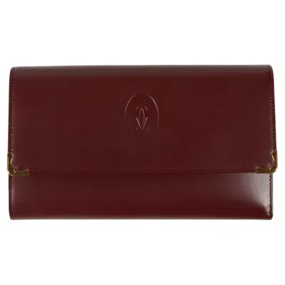 Pre-owned Cartier New  Must De  Burgundy Leather Wallet In Red