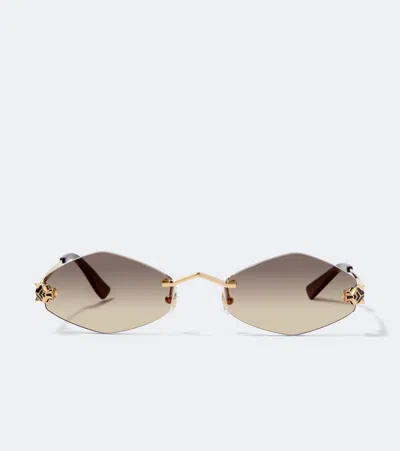 Cartier Panthère De  Oval Sunglasses In Gold