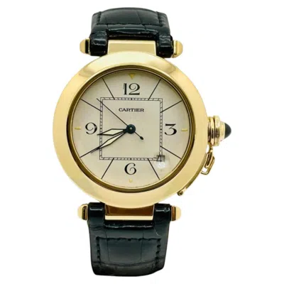 Pre-owned Cartier Pasha 820901 38mm 18k Yellow Gold Leather Strap