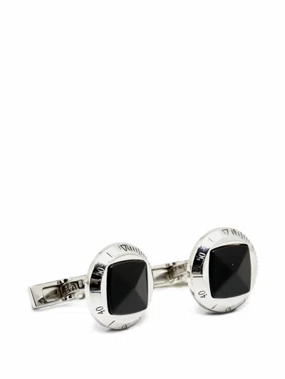 Pre-owned Cartier Pasha De  Onyx Cufflinks In Silver