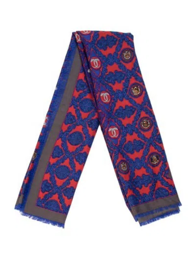 Pre-owned Cartier Patterned Scarf In Blue/red