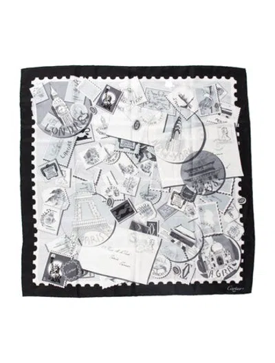 Pre-owned Cartier Silk Graphic Print Scarf In Blue