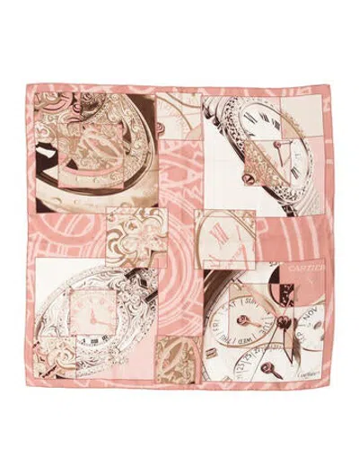 Pre-owned Cartier Silk Graphic Print Scarf In Pink