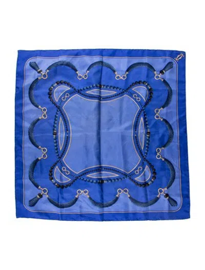 Pre-owned Cartier Silk Patterned Scarf In Blue