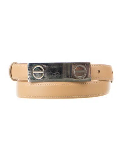 Pre-owned Cartier Skinny Leather Belt In Neutrals