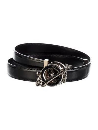 Pre-owned Cartier Skinny Leather Waist Belt In Black