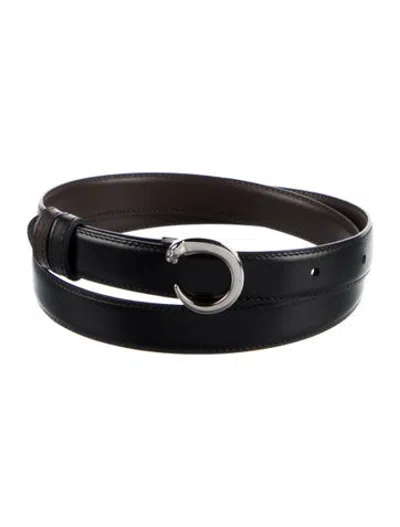Pre-owned Cartier Skinny Leather Waist Belt In Black/brown