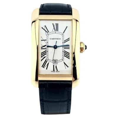 Pre-owned Cartier Tank Americaine Large 2329 18k Yellow Gold Leather Strap