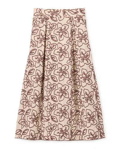 Cartolina Nantucket Women's Bea Midi Skirt In Floral In Neutral