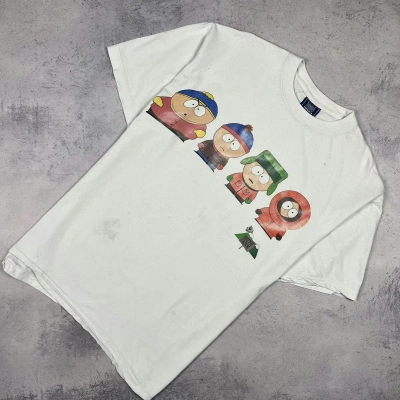 Pre-owned Cartoon Network X Vintage South Park Cartoon Graphic Tee 90's In White