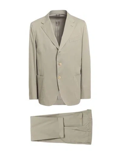 Caruso Man Suit Khaki Size 40 Cotton, Elastane In Beige