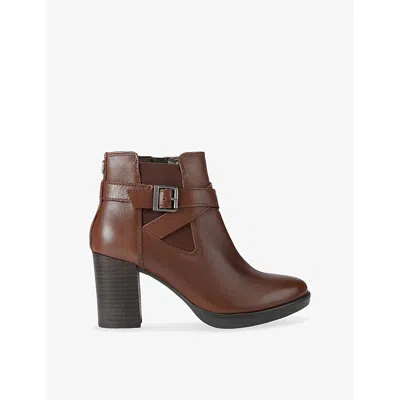 Carvela Womens Brown Silver 2 Wide-fit Leather Heeled Ankle Boots Eur 39 / 6 Uk