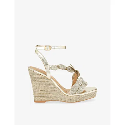 Carvela Womens  Eleganza Faux-leather Wedge Sandals In Gold