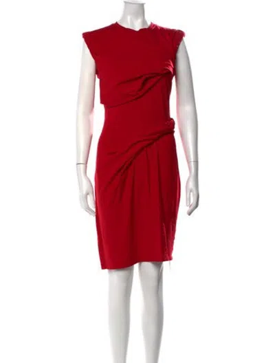 Pre-owned Carven Crew Neck Knee-length Dress In Red