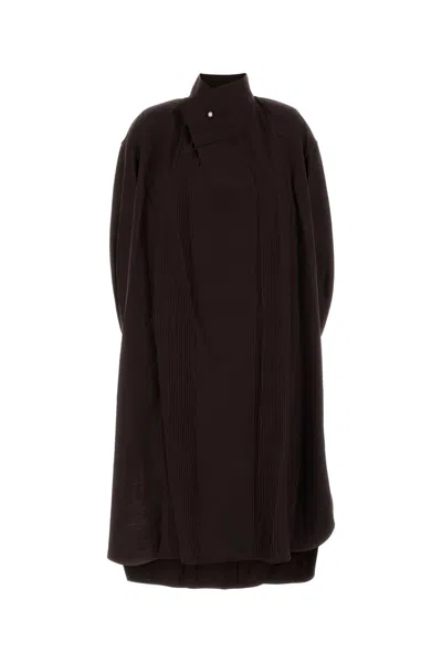 Carven Dr468-pintuck Shirt Dress In Brown