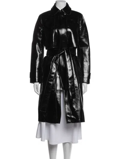Pre-owned Carven Faux Leather Coat In Black