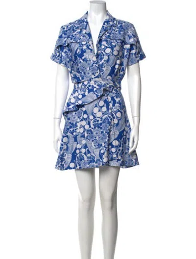 Pre-owned Carven Floral Print Mini Dress In Blue