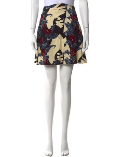 Pre-owned Carven Floral Print Mini Skirt In Neutrals